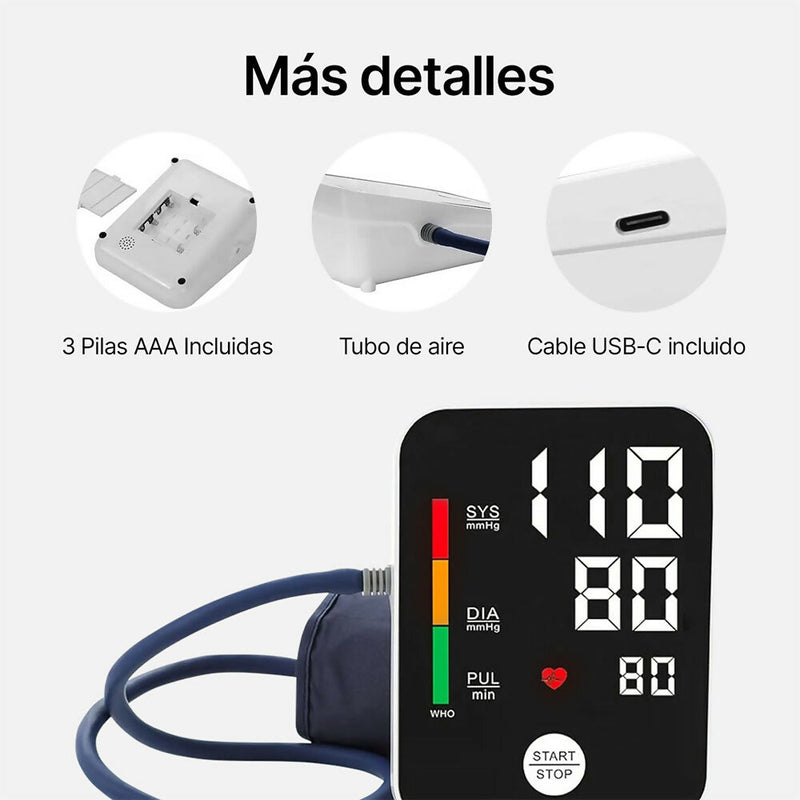 Tensiómetro de Brazo / Smart Tensiómetro / Automático Negro Monitor de Presión Arterial Inteligente / Detector de fibrilación / Bolsa de transporte