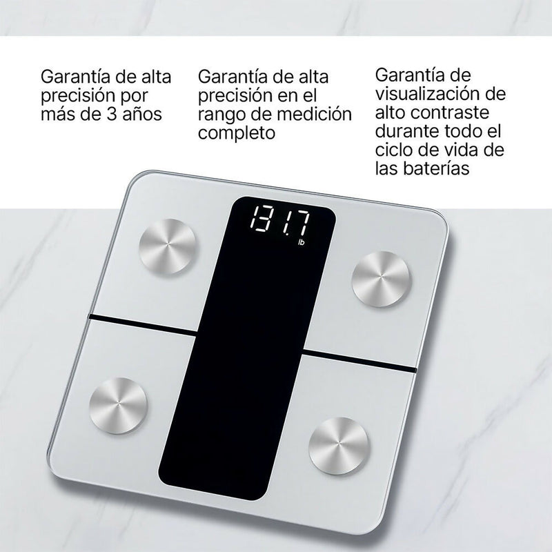 Báscula Digital Grasa Corporal / Balanza Bluetooth con App / Bascula Electrónica con Análisis Corporal / Mediciones de IMC Visceral y Muscular