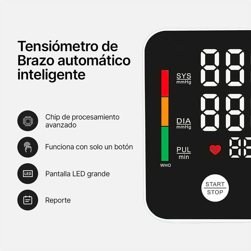 Tensiómetro de Brazo / Smart Tensiómetro / Automático Negro Monitor de Presión Arterial Inteligente / Detector de fibrilación / Bolsa de transporte