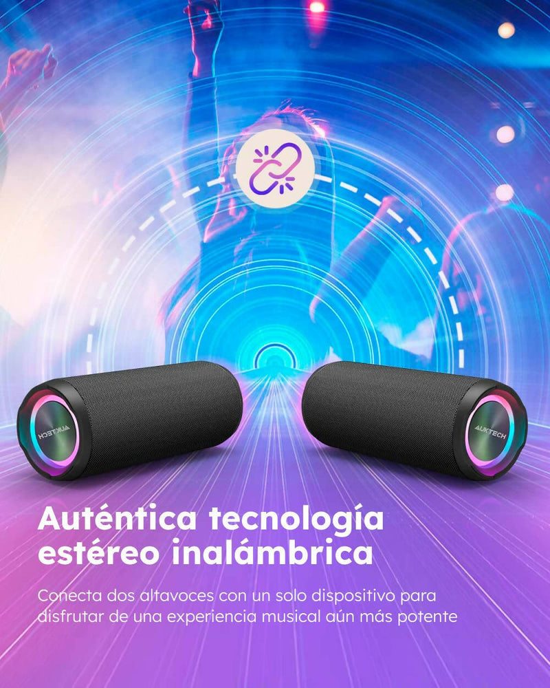 Altavoz Bluetooth / Potente sonido estéreo / Resistencia al agua IPX7 / Manos libres / Luz LED opcional / 20H de batería